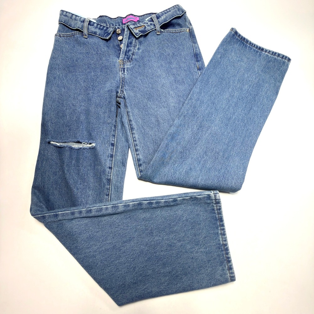 edikted‎ Wide Leg Baggy Jeans Light Wash Distressed Y2K Women's S
